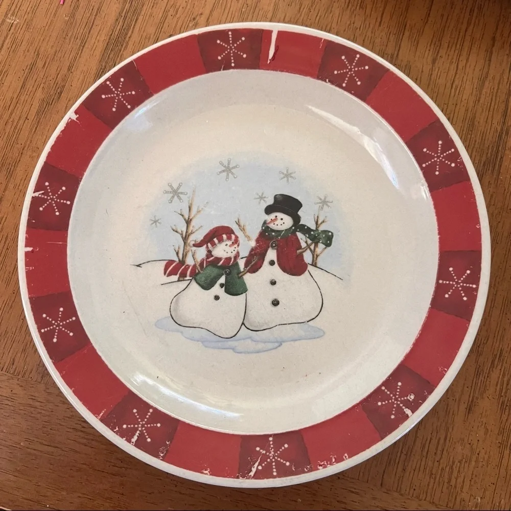 Vintage set of 4 four royal seasons snowman appetizer plates discontinued